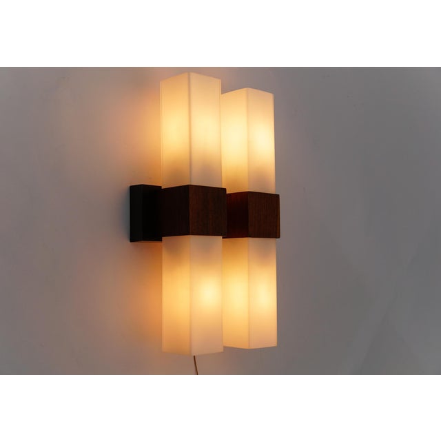 1960s Teak and Opaline Glass Wall Lamp from Kaiser Leuchten, 1960s For Sale - Image 5 of 17