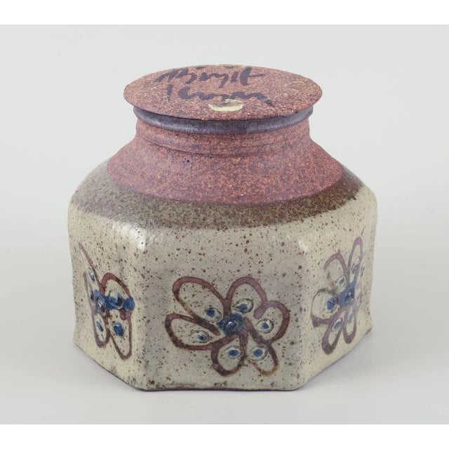 Hexagonal Ceramic Vase in Raku Technique from Birgit Krog, 1970s For Sale - Image 6 of 8