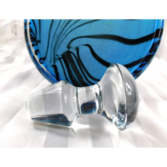 Blue and Black Striped Wide Bottom Decanter or Vase # 27159 For Sale In San Francisco - Image 6 of 7