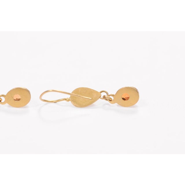 Metal Pair of 22k Gold Garnet Earrings, A Pair For Sale - Image 7 of 12