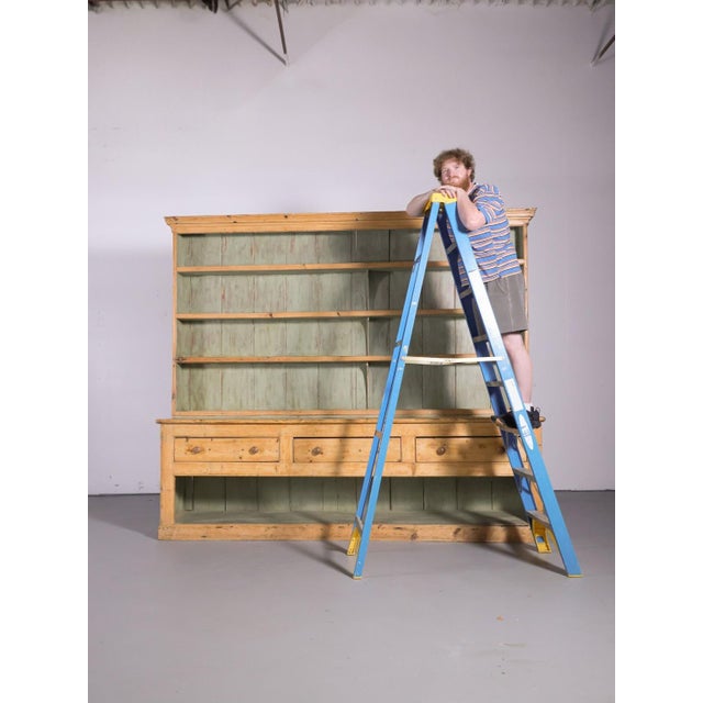 English Monumental 10' Antique English Pine Country Kitchen Dresser - Circa 1870 For Sale - Image 3 of 18