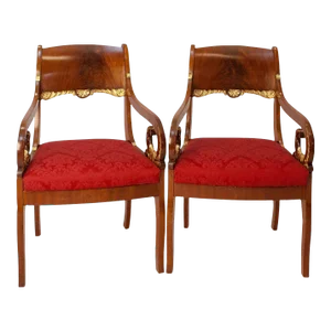 Pair of Baltic Mahogany Armchairs, Circa 1900