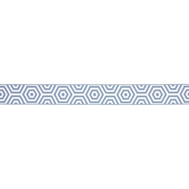Hardworking and high style, Bees Knees Indoor/Outdoor Tape in sky is a mod geometric trim designed by Mary McDonald. The...