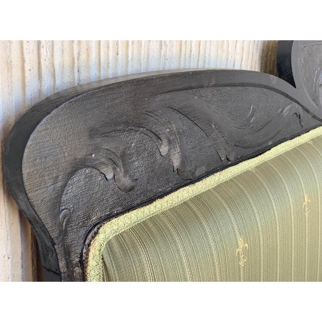 20th Black French Seating Set Sofa and Two Armchairs in the Louis Seize Style For Sale - Image 12 of 13