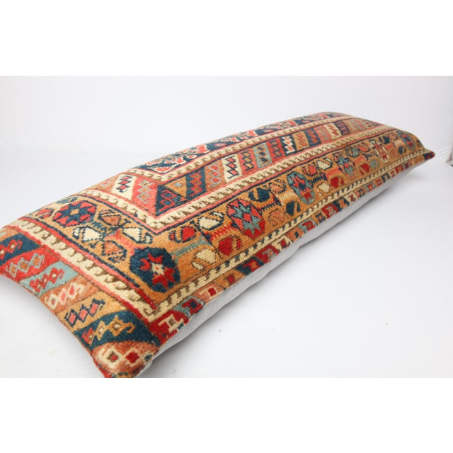 Art Deco Handwoven Antique Colourful Persian Lumbar Rug Pillow Cover -16'' X 41'' For Sale - Image 3 of 10