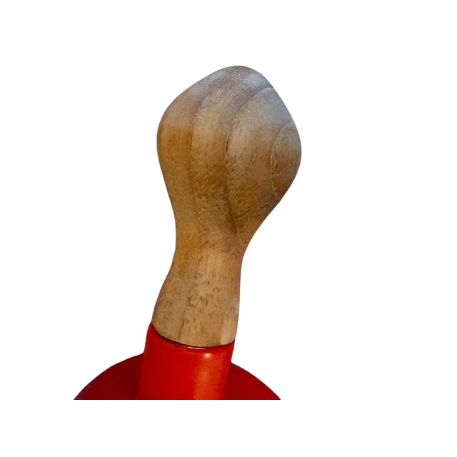 1960s MCM Dansk Red Enamel Kobenstyle Butter Warmer/Sauce Pot Made in France For Sale In Washington DC - Image 6 of 7