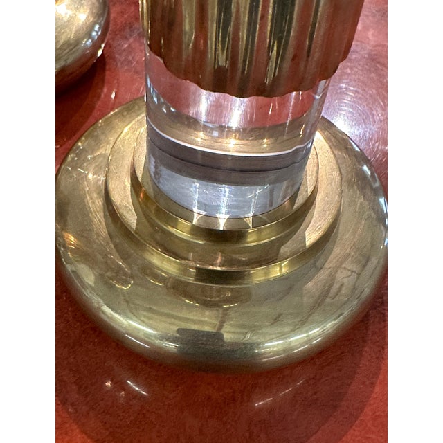 Lucite and Brass Candlestick Prickets Attributed to Dolbi and Cashier For Sale - Image 14 of 16