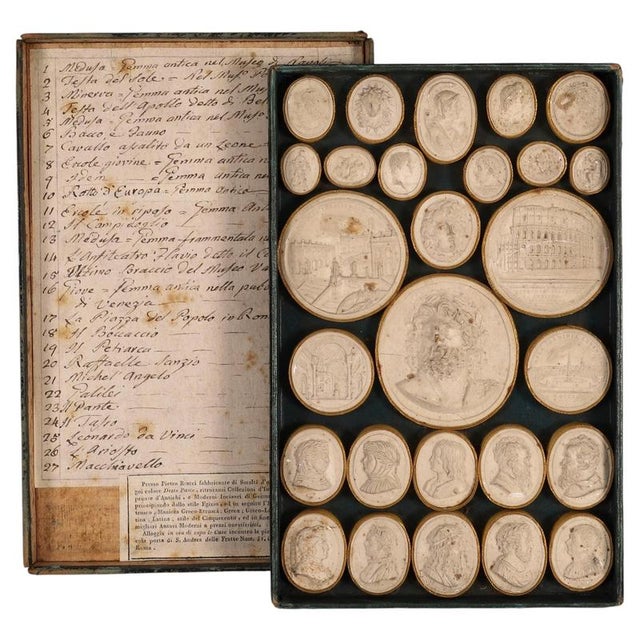 Antique 18th Century Grand Tour Plaster Intaglios in Leather & Marble from Pietro Bracci For Sale - Image 10 of 10