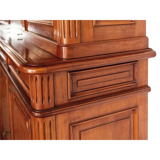 Mid 20th Century French Louis Philippe Style Large Fruitwood Bookcase With Writing Desk For Sale - Image 10 of 13