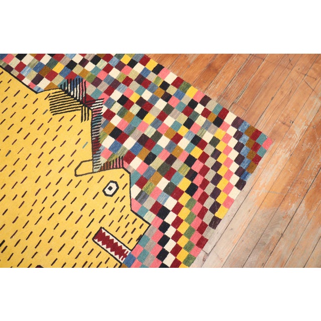 Textile Late 20th Century Persian Rhinoceros Checkerboard Kilim - 4'11" x 6'11" For Sale - Image 7 of 18