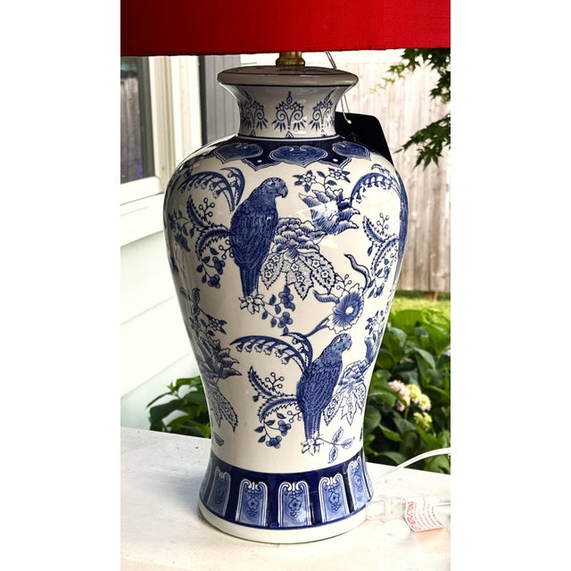2020s Blue & White Ginger Jar Lamp - 32" For Sale - Image 5 of 8