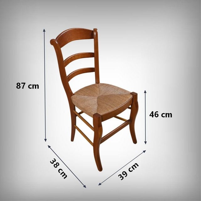 Vintage Cherrywood Straw Chairs, 1950s, Set of 6 For Sale - Image 17 of 18