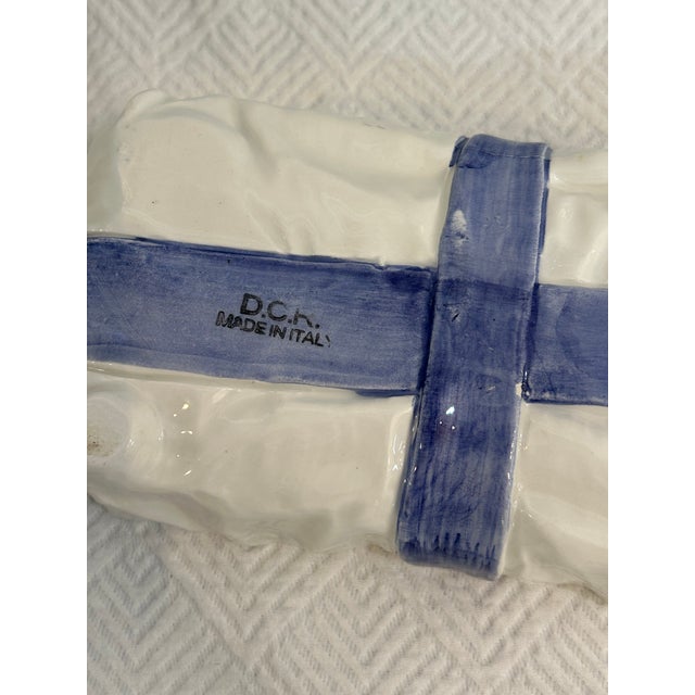 White Late 20th Century d.c.r. Blue and White Trompe L’oeil Ceramic Jewelry or Trinket Box Made in Italy For Sale - Image 8 of 8