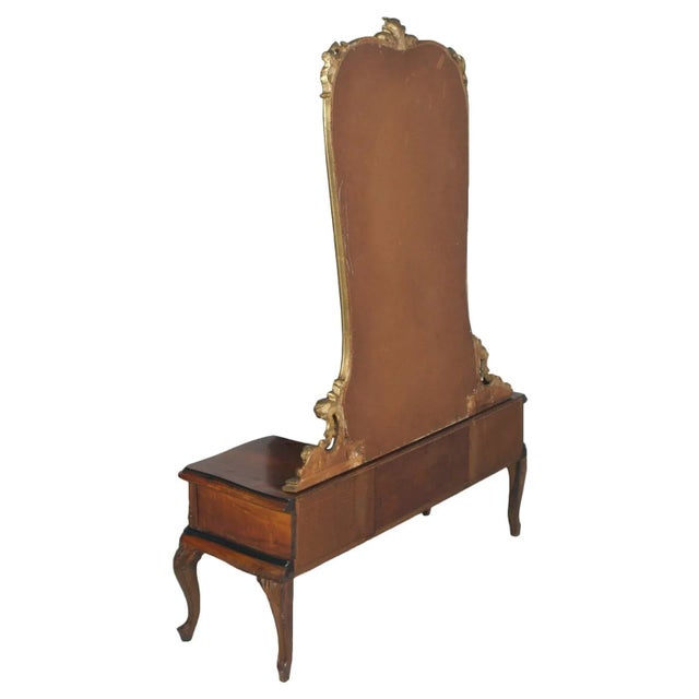 Venetian Carved Walnut & Burl Dressing Table, 1930s For Sale - Image 15 of 16