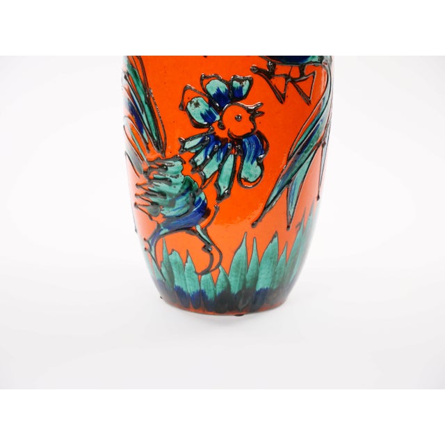Ceramic Large Mid-Century Scheurich Ceramic Vase in Burnt Orange and Green, West Germany For Sale - Image 7 of 11