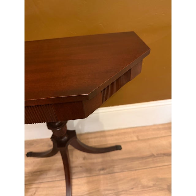Traditional Vintage Mersman Mahagony Demilune Hexagon Entryway Table - 1960s For Sale - Image 3 of 12