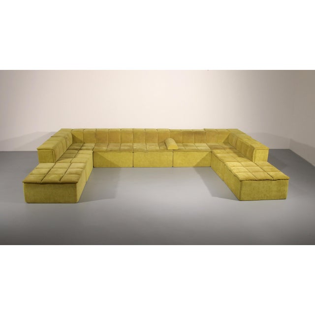 Textile Modular Sofa in Lime Velvet, 1970s, Set of 9 For Sale - Image 7 of 12