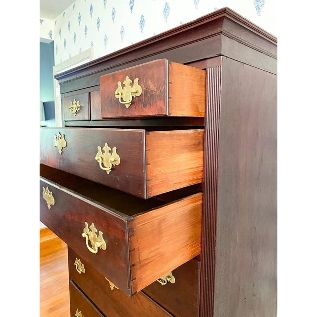 Antique Late 1700s Western Maryland Chippendale Walnut Tall Chest of Drawers For Sale - Image 10 of 15