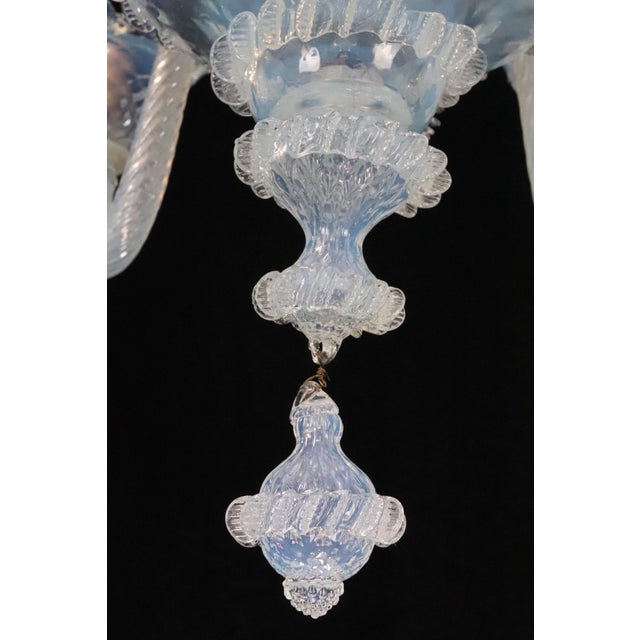 Vintage Opalescent Murano Style Glass Chandelier For Sale - Image 12 of 14