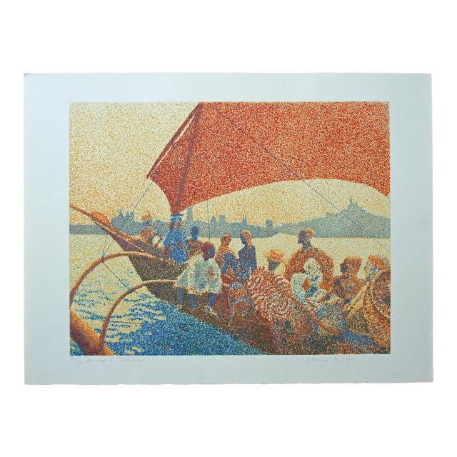 1983 "Hommage to C. Dellepiane" Pointillist Figurative Serigraph by Guillaume Azoulay For Sale