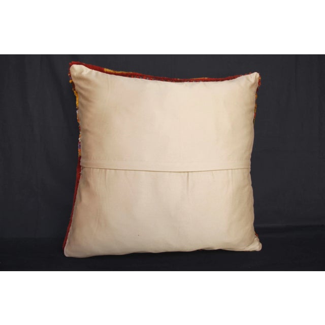Handknotted Multicolor Pillow Cover Made from Vintage Rug For Sale - Image 4 of 9