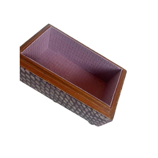 1950s Hollywood Regency Faux Reptile Covered Box on Ball Feet For Sale - Image 5 of 6