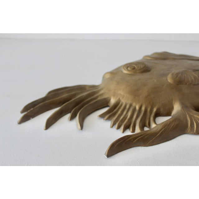 Brass S. Lascoux Brass Finish Large Fish Wall Sculpture Mid-Century Vintage For Sale - Image 8 of 15