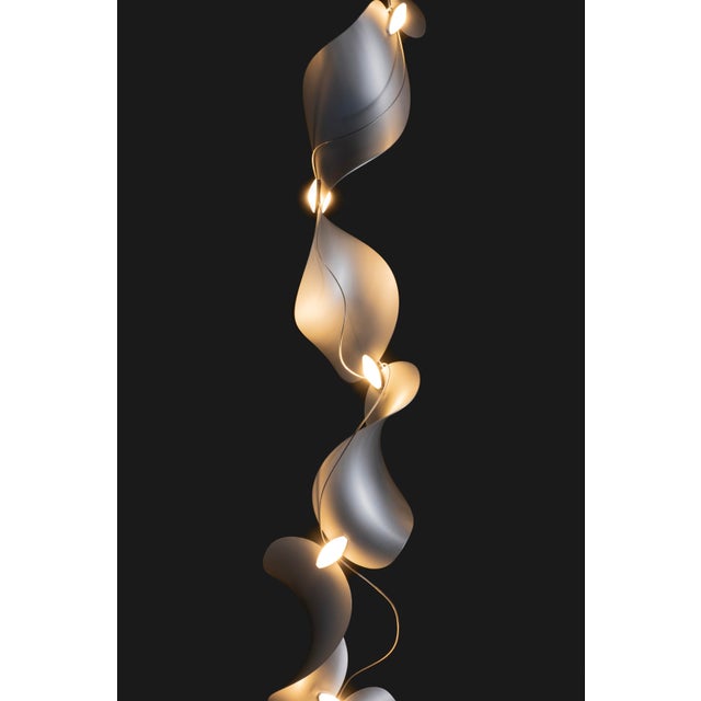 Contemporary Dune 6 Vertical Line Pendant Light with Shades in Dark Bronze Metallic Tone by Daniel Becker for Moss Objects For Sale - Image 3 of 9