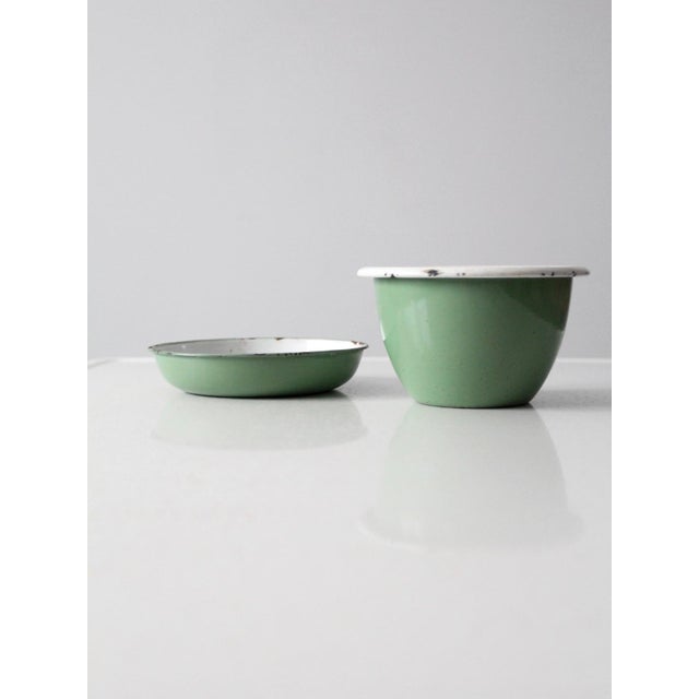 Mid-Century Swedish Green Enamelware Bowl Set For Sale - Image 9 of 13