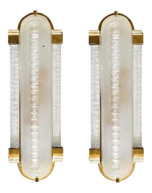 Frosted Murano Glass and Brass Sconces - a Pair