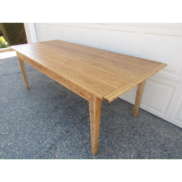 1940s Vintage French Light Oak Farm Table For Sale - Image 5 of 17