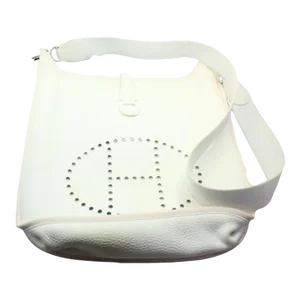 Hermes Evelyne Parchment White Clemence Leather PM Handbag Purse, c. 2004