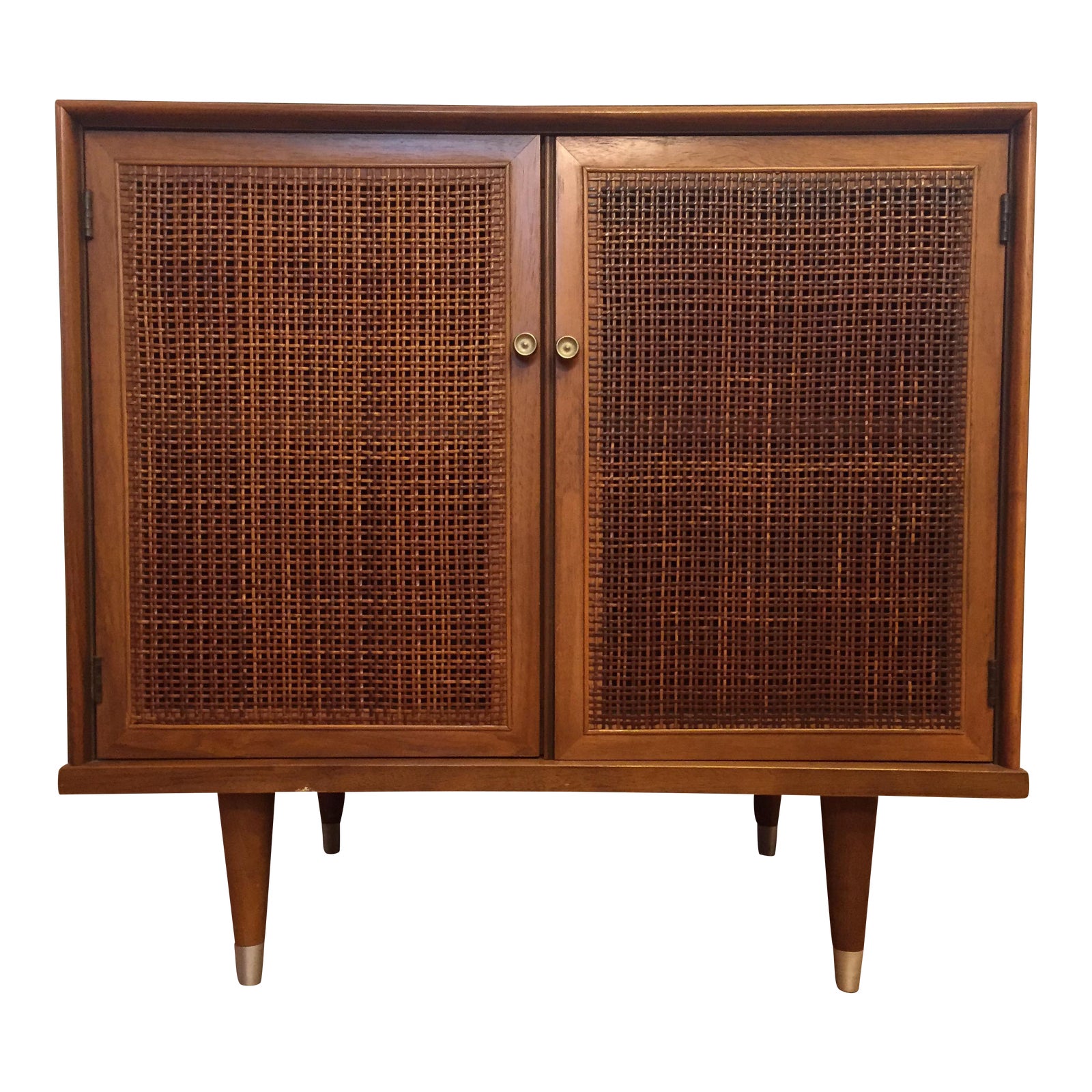 MidCentury Modern Walnut & Cane Storage Chairish