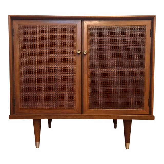 MidCentury Modern Walnut & Cane Storage Chairish