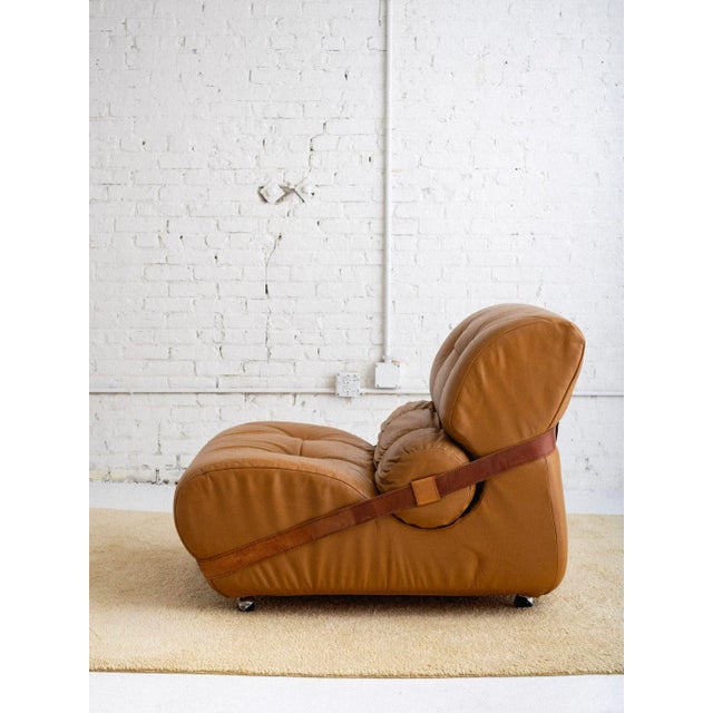 Overstuffed Italian Leather Lounge Chair Ottoman Chairish