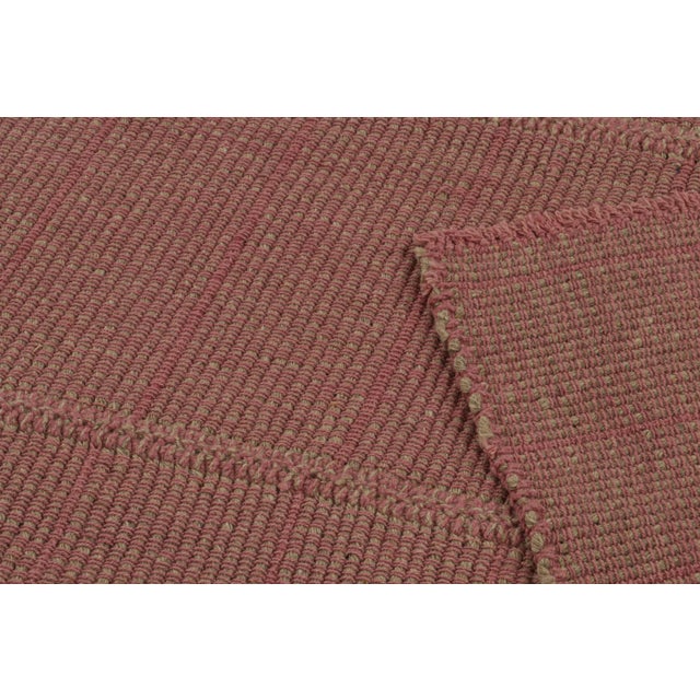 Textile Rug & Kilim’s Modern Kilim Rug With Textural Stripes in Pink With Beige Accents For Sale - Image 7 of 7