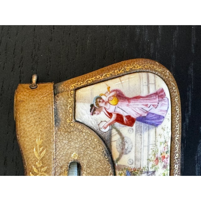 Pair of Folding Opera Glasses Tooled Leather in Purse Form LA Mignonne Paris marked 45.25x.5x2.75