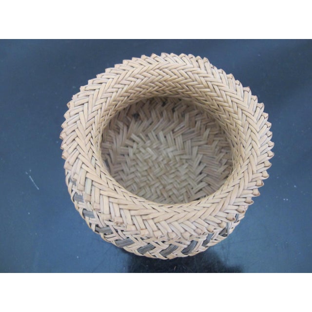 Mexican Mexican Tarahumara Woven Pine Needle Small 2 Tone Basket For Sale - Image 3 of 7