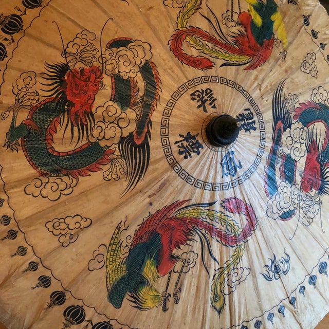 Paper Vintage Asian Paper Umbrellas - a Pair For Sale - Image 7 of 11