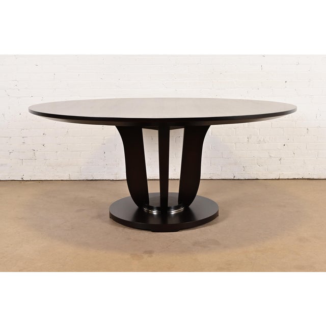 Barbara Barry for Baker Furniture Modern Art Deco Mahogany Pedestal Dining Table, Newly Refinished For Sale - Image 9 of 9
