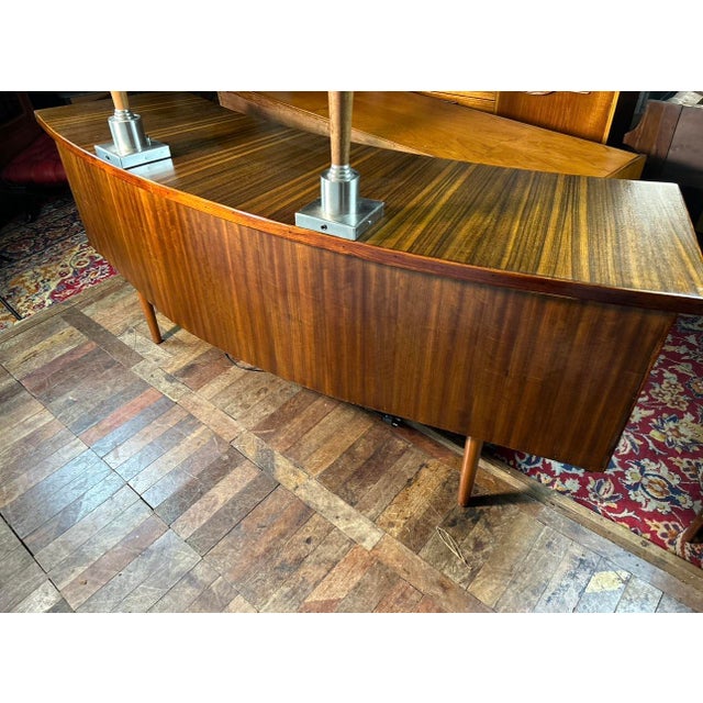 Mid-Century Curved Walnut Executive Desk from Morris of Glasgow, 1950s For Sale - Image 9 of 11