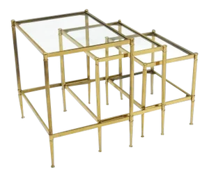 Mid-Century Modern Brass Nesting End Tables- Set of 3