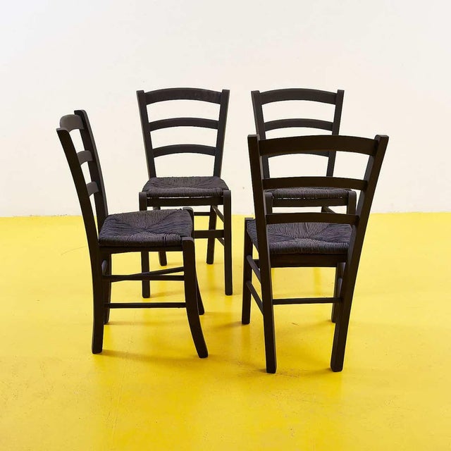 Rustic Black Chairs, Set of 4 For Sale - Image 6 of 9