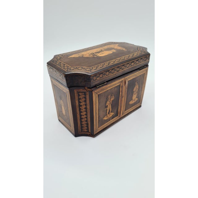 Antique Inlaid Wooden Tea Box, 19th Century For Sale - Image 6 of 14