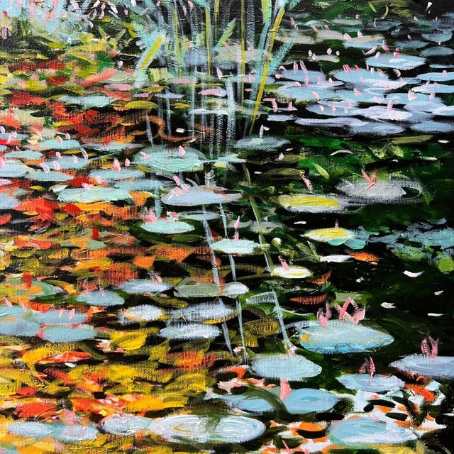 "Autumn in Giverny" Framed Contemporary Expressionist Style Landscape Acrylic Painting For Sale - Image 11 of 12