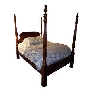 Vintage Pennsylvania House Carved Cherry Poster Bed For Sale