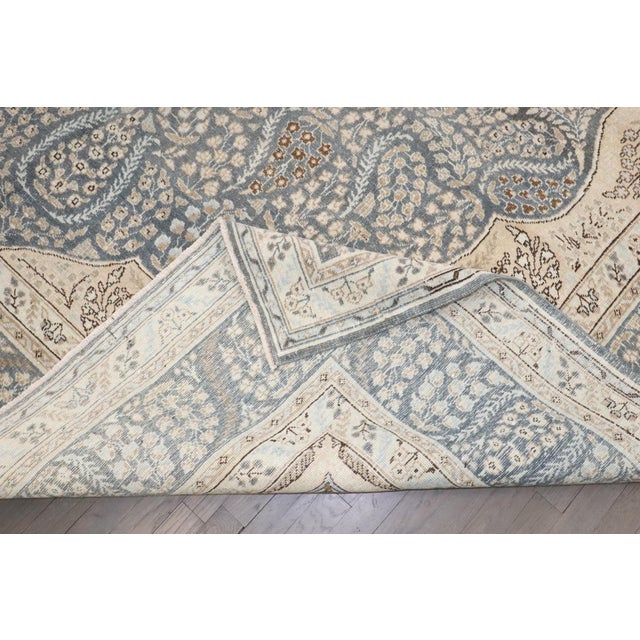 Vintage Blue Persian Tabriz Medallion Carpet - 9'5" x 12'3" For Sale - Image 10 of 10