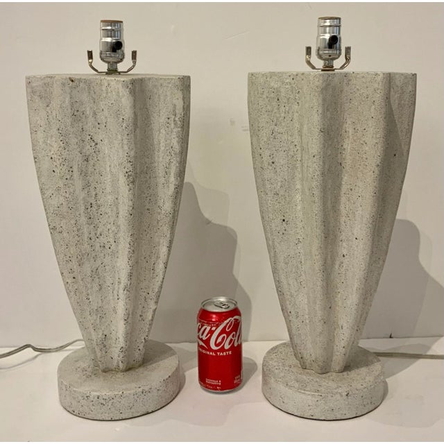 Currey & Company Currey & Co. Organic Modern Fluted Concrete Table Lamps Pair Prototypes For Sale - Image 4 of 5