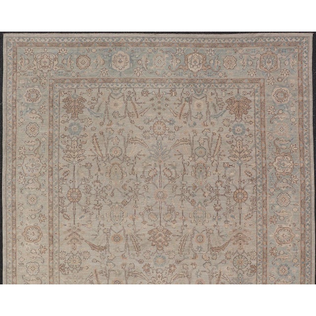 Traditional Tabriz Designed Rug in Pale Sand by Keivan Woven Arts 9'10 X 13'8 For Sale - Image 3 of 16