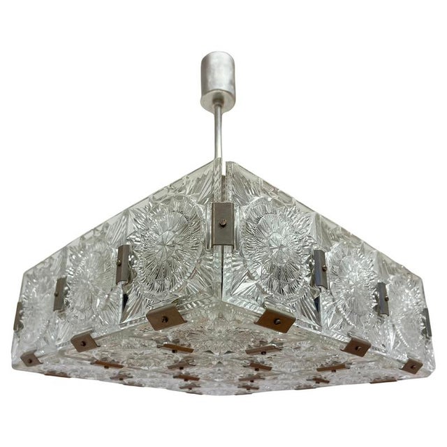 Glass and Chrome Pendant from Kamenicky Senov, Czechoslovakia, 1970s For Sale - Image 9 of 9